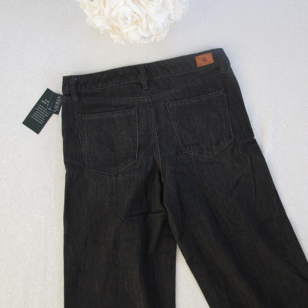 ❤️‍🔥 NWT Ralph Lauren Black Mid Rise Wide Leg Jeans 4 - Picture 6 of 8